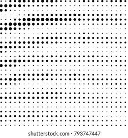 Abstract grunge grid polka dot halftone background pattern. Spotted black and white vector line illustration
