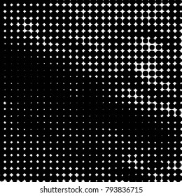 Abstract grunge grid polka dot halftone background pattern. Spotted black and white vector line illustration
