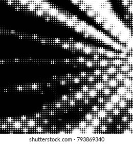 Abstract grunge grid polka dot halftone background pattern. Spotted black and white vector line illustration
