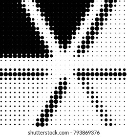 Abstract grunge grid polka dot halftone background pattern. Spotted black and white vector line illustration

