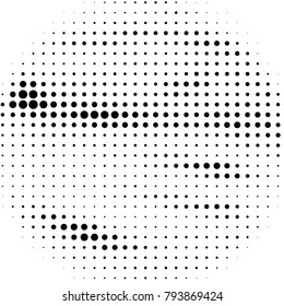 Abstract grunge grid polka dot halftone background pattern. Spotted black and white vector line illustration
