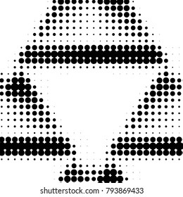 Abstract grunge grid polka dot halftone background pattern. Spotted black and white vector line illustration
