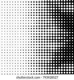Abstract grunge grid polka dot halftone background pattern. Spotted black and white vector line illustration
