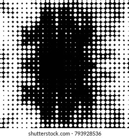 Abstract grunge grid polka dot halftone background pattern. Spotted black and white vector line illustration
