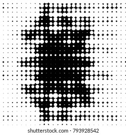 Abstract grunge grid polka dot halftone background pattern. Spotted black and white vector line illustration
