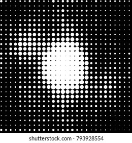 Abstract grunge grid polka dot halftone background pattern. Spotted black and white vector line illustration
