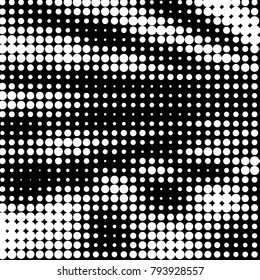 Abstract grunge grid polka dot halftone background pattern. Spotted black and white vector line illustration
