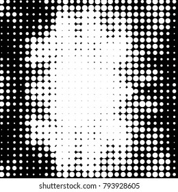 Abstract grunge grid polka dot halftone background pattern. Spotted black and white vector line illustration

