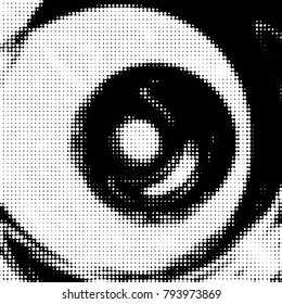 Abstract grunge grid polka dot halftone background pattern. Spotted black and white vector line illustration
