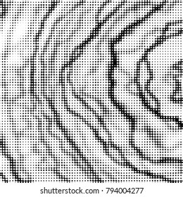 Abstract grunge grid polka dot halftone background pattern. Spotted black and white vector line illustration
