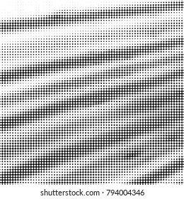 Abstract grunge grid polka dot halftone background pattern. Spotted black and white vector line illustration
