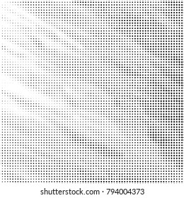 Abstract grunge grid polka dot halftone background pattern. Spotted black and white vector line illustration
