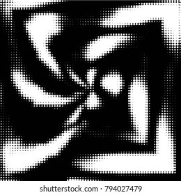 Abstract grunge grid polka dot halftone background pattern. Spotted black and white vector line illustration
