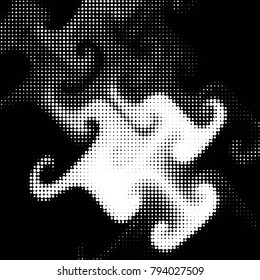 Abstract grunge grid polka dot halftone background pattern. Spotted black and white vector line illustration
