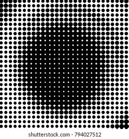 Abstract grunge grid polka dot halftone background pattern. Spotted black and white vector line illustration

