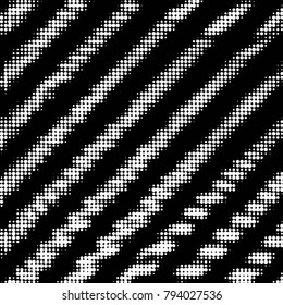 Abstract grunge grid polka dot halftone background pattern. Spotted black and white vector line illustration
