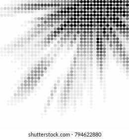 Abstract grunge grid polka dot halftone background pattern. Spotted black and white vector line illustration
