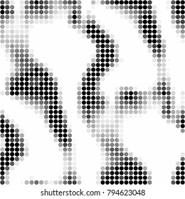 Abstract grunge grid polka dot halftone background pattern. Spotted black and white vector line illustration
