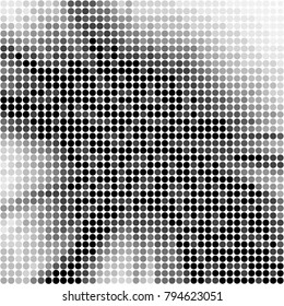 Abstract grunge grid polka dot halftone background pattern. Spotted black and white vector line illustration
