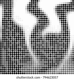 Abstract grunge grid polka dot halftone background pattern. Spotted black and white vector line illustration
