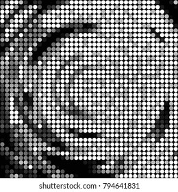 Abstract grunge grid polka dot halftone background pattern. Spotted black and white vector line illustration

