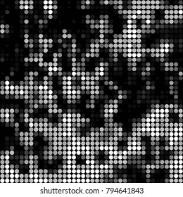 Abstract grunge grid polka dot halftone background pattern. Spotted black and white vector line illustration
