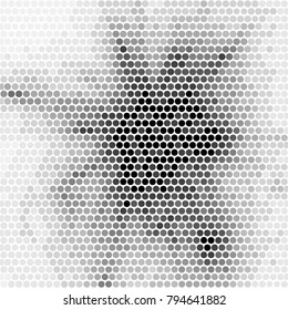 Abstract grunge grid polka dot halftone background pattern. Spotted black and white vector line illustration
