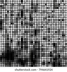 Abstract grunge grid polka dot halftone background pattern. Spotted black and white vector line illustration
