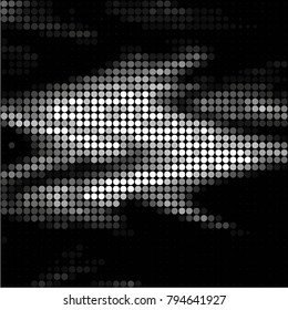 Abstract grunge grid polka dot halftone background pattern. Spotted black and white vector line illustration
