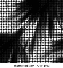 Abstract grunge grid polka dot halftone background pattern. Spotted black and white vector line illustration

