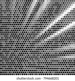 Abstract grunge grid polka dot halftone background pattern. Spotted black and white vector line illustration
