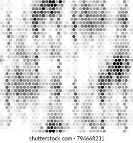 Abstract grunge grid polka dot halftone background pattern. Spotted black and white vector line illustration
