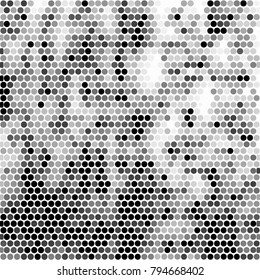 Abstract grunge grid polka dot halftone background pattern. Spotted black and white vector line illustration
