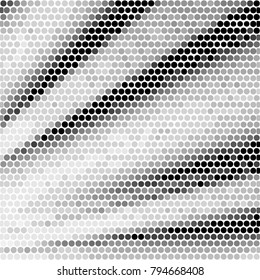 Abstract grunge grid polka dot halftone background pattern. Spotted black and white vector line illustration
