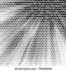 Abstract grunge grid polka dot halftone background pattern. Spotted black and white vector line illustration
