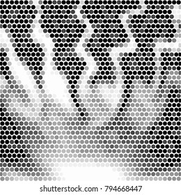 Abstract grunge grid polka dot halftone background pattern. Spotted black and white vector line illustration
