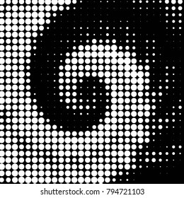 Abstract grunge grid polka dot halftone background pattern. Spotted black and white vector line illustration
