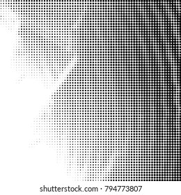 Abstract grunge grid polka dot halftone background pattern. Spotted black and white vector line illustration
