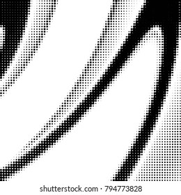 Abstract grunge grid polka dot halftone background pattern. Spotted black and white vector line illustration
