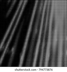 Abstract grunge grid polka dot halftone background pattern. Spotted black and white vector line illustration
