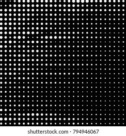 Abstract grunge grid polka dot halftone background pattern. Spotted black and white vector line illustration
