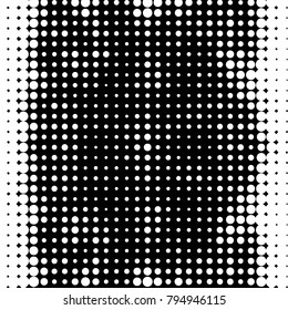 Abstract grunge grid polka dot halftone background pattern. Spotted black and white vector line illustration
