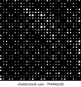 Abstract grunge grid polka dot halftone background pattern. Spotted black and white vector line illustration
