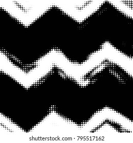 Abstract grunge grid polka dot halftone background pattern. Spotted black and white vector line illustration
