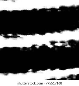 Abstract grunge grid polka dot halftone background pattern. Spotted black and white vector line illustration
