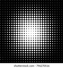 Abstract grunge grid polka dot halftone background pattern. Spotted black and white vector line illustration

