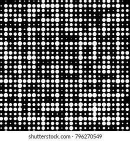 Abstract grunge grid polka dot halftone background pattern. Spotted black and white vector line illustration
