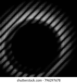 Abstract grunge grid polka dot halftone background pattern. Spotted black and white vector line illustration
