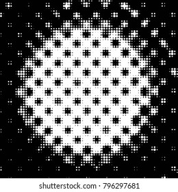 Abstract grunge grid polka dot halftone background pattern. Spotted black and white vector line illustration
