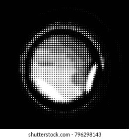 Abstract grunge grid polka dot halftone background pattern. Spotted black and white vector line illustration
